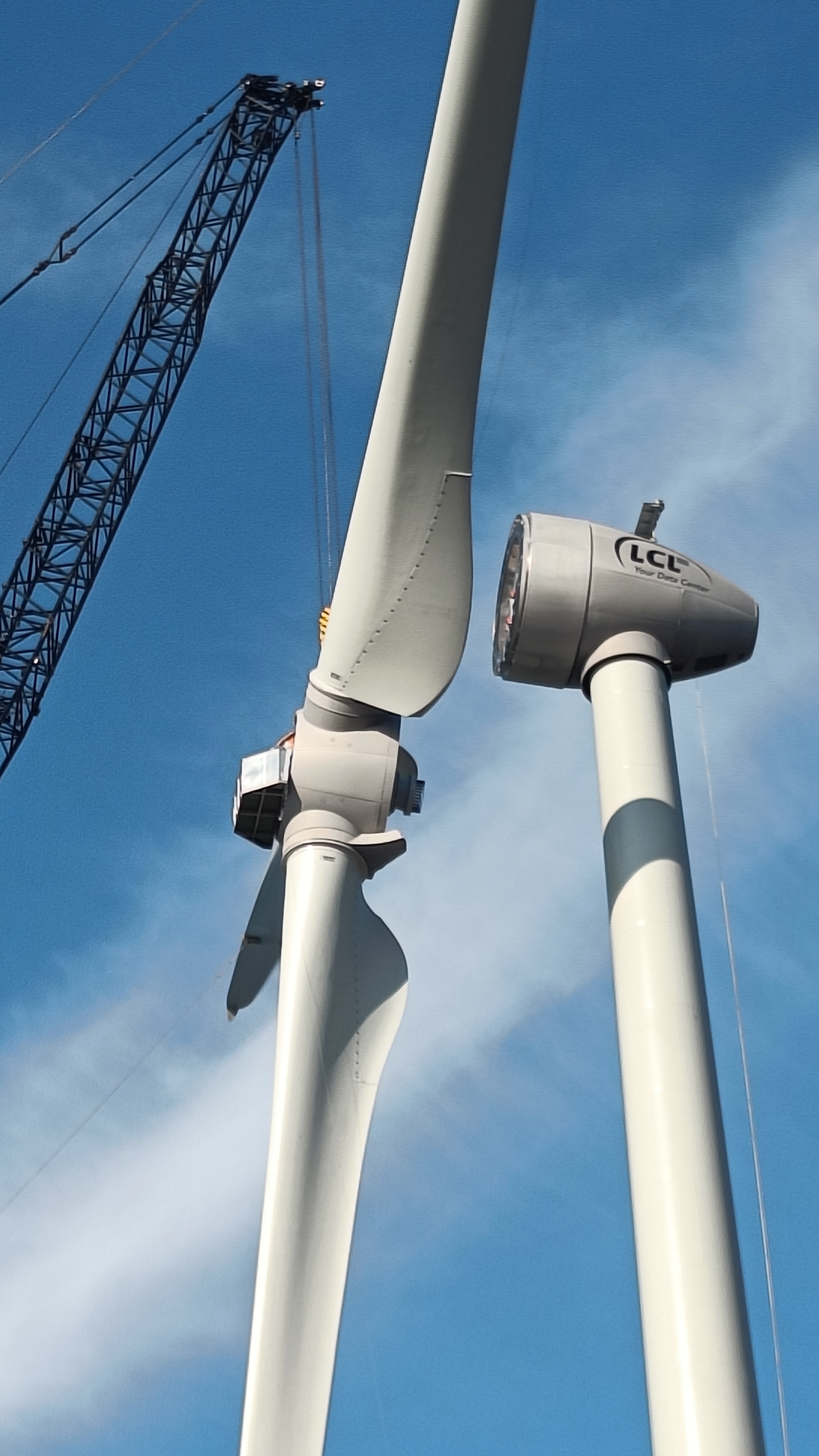 One of the three wind turbines that LCL is installing to feed green energy into the grid